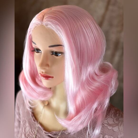 Womens Pink 14" Wig - Picture 4 of 10